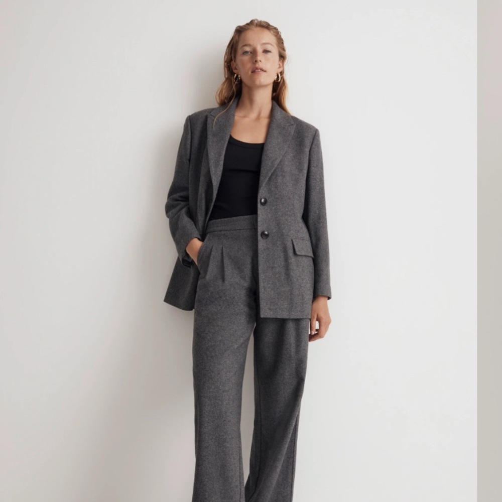Madewell The Marled Bedford Oversized Blazer NWT Size 12 Mid Grey Melange